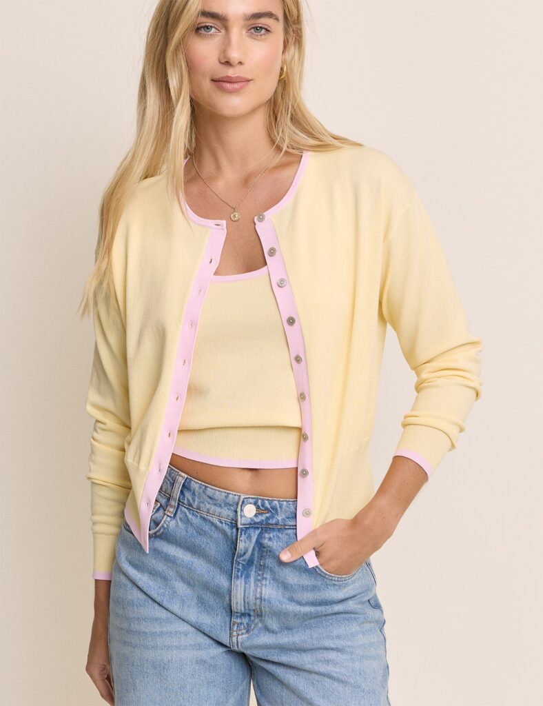 Yellow Knit Structured Soft Cardigan
