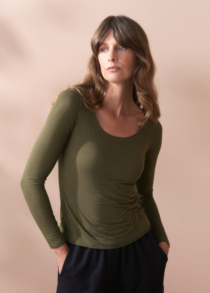 Khaki Cashmere Top