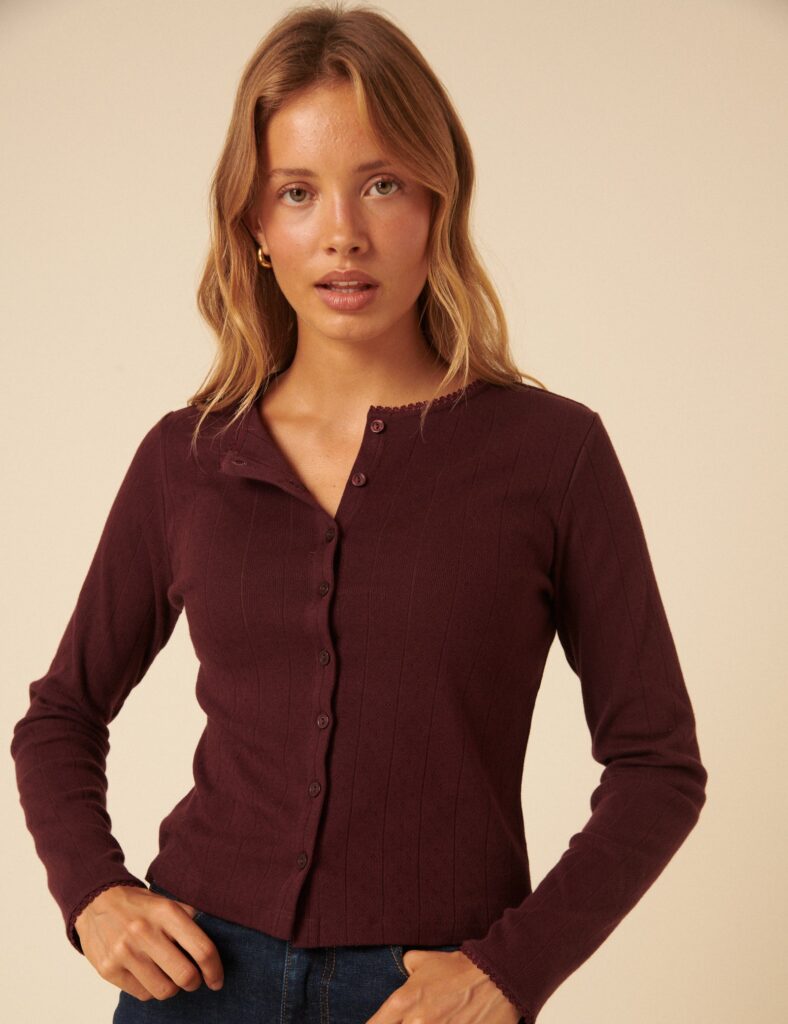Burgundy Knit Soft Polished Cardigan