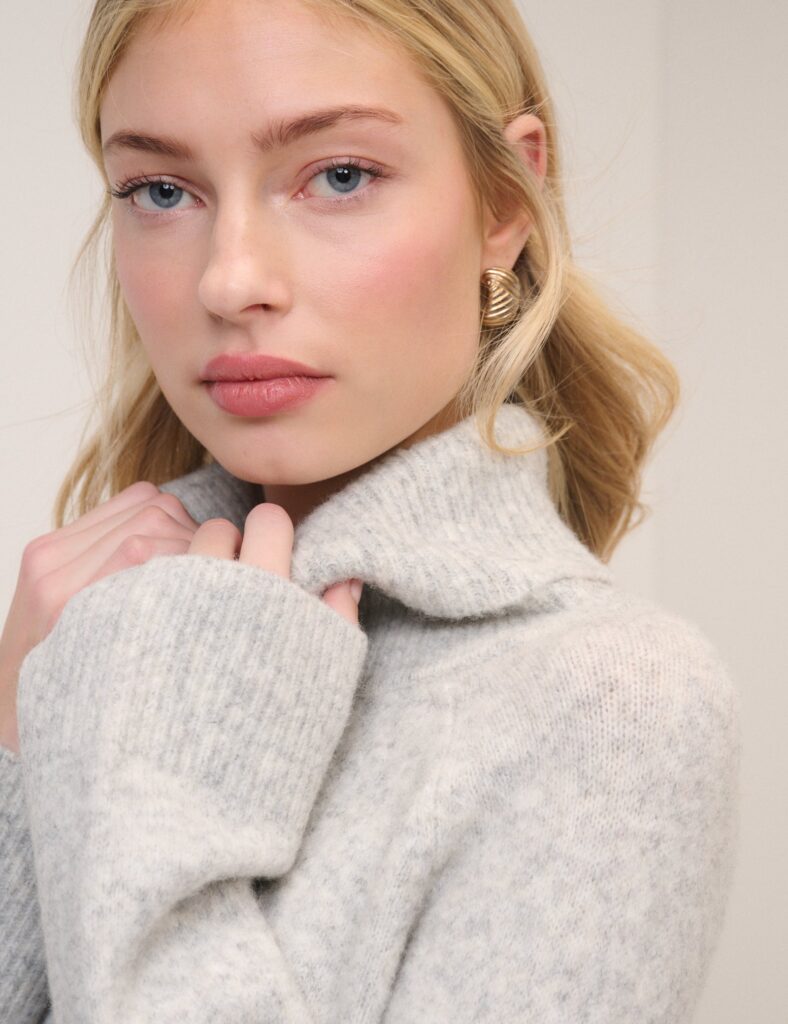 Grey Knit Longline Relaxed Sweater