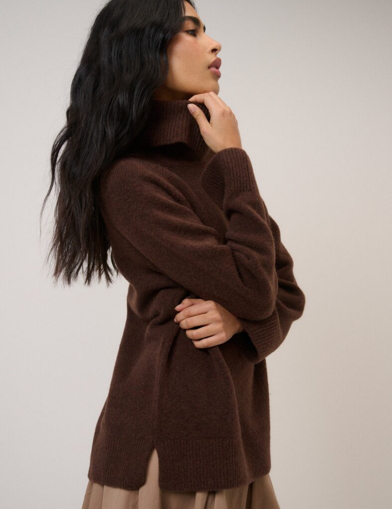 Chocolate Knit Longline Relaxed Sweater
