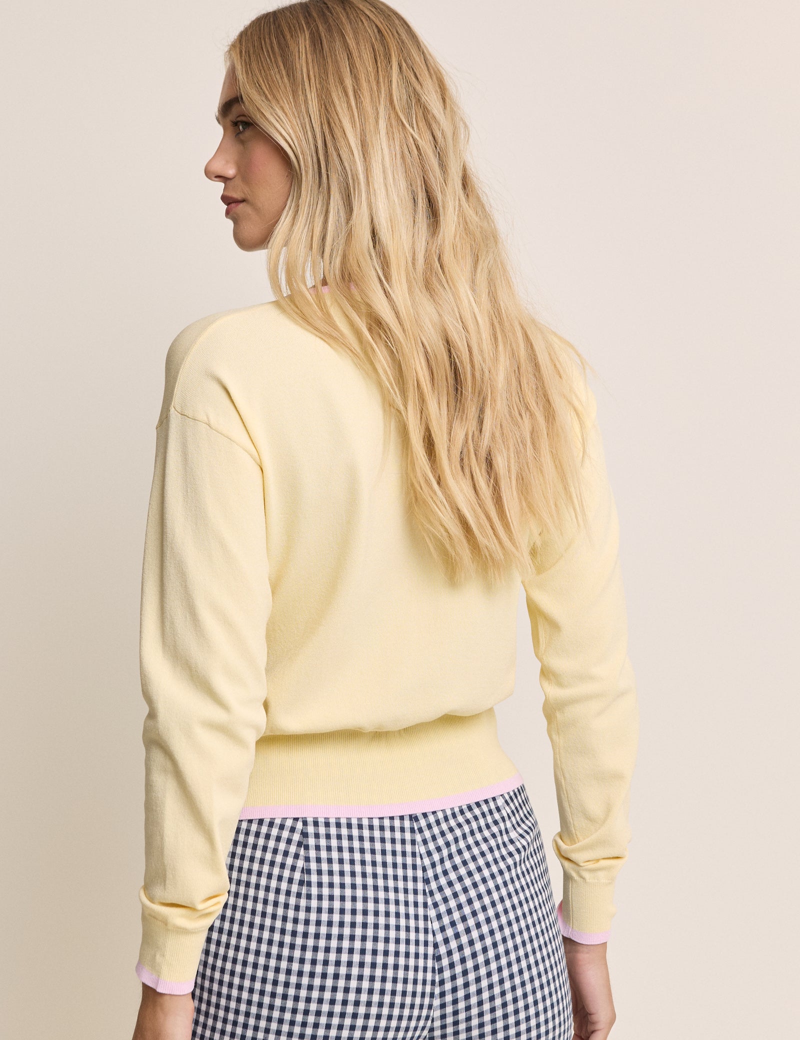 Yellow Knit Structured Soft Cardigan - Image 5