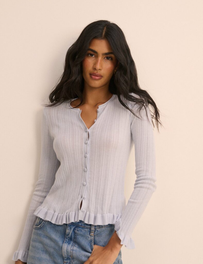 Blue Knit Polished Modern Cardigan