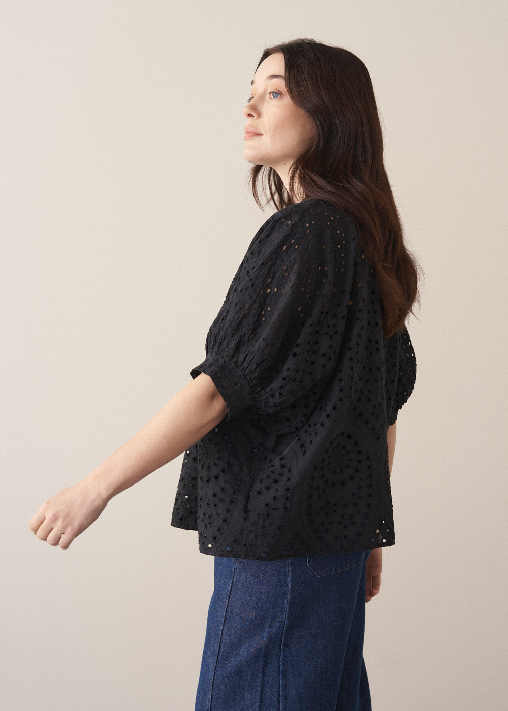 Refined Versatile Black Broderie Top - Image 3
