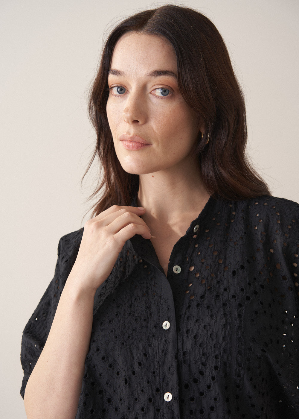 Refined Versatile Black Broderie Top - Image 4