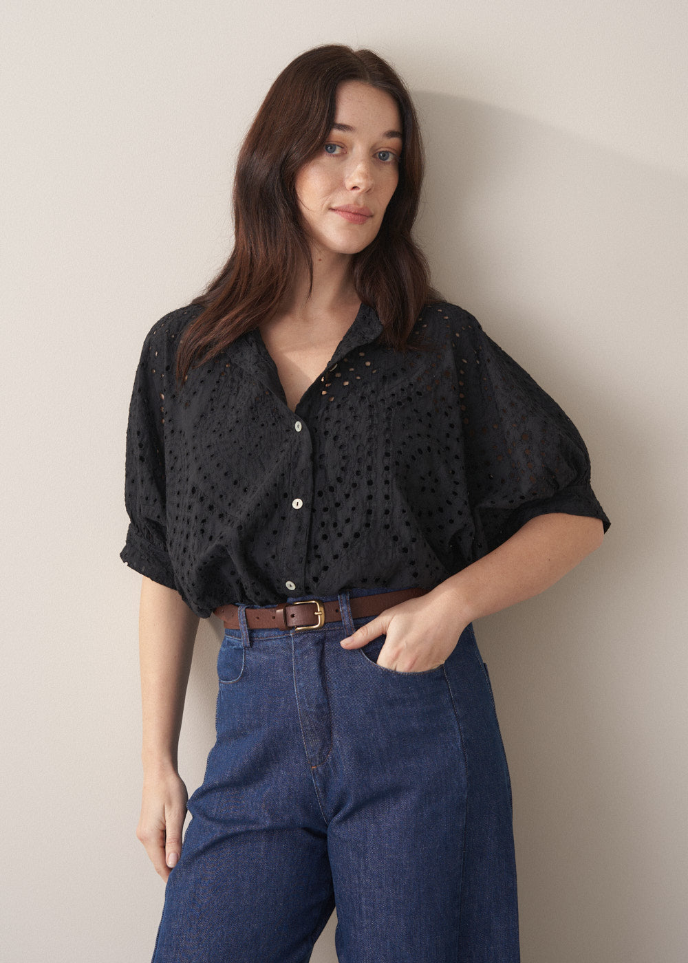 Black Broderie Top