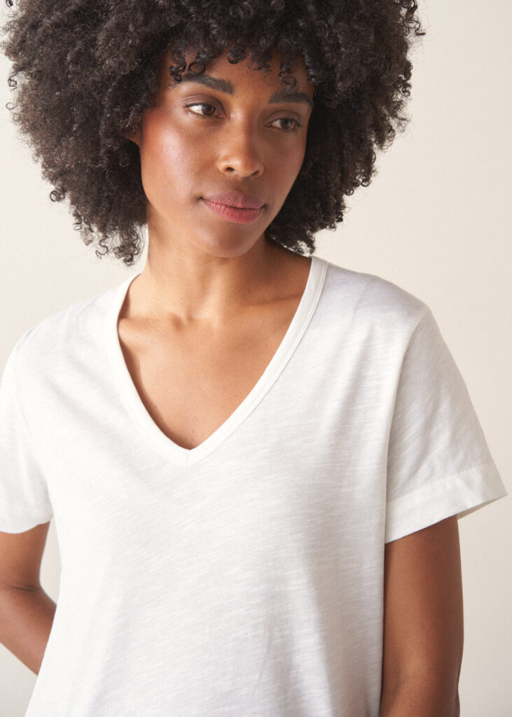 White V Neck Cotton Shirt