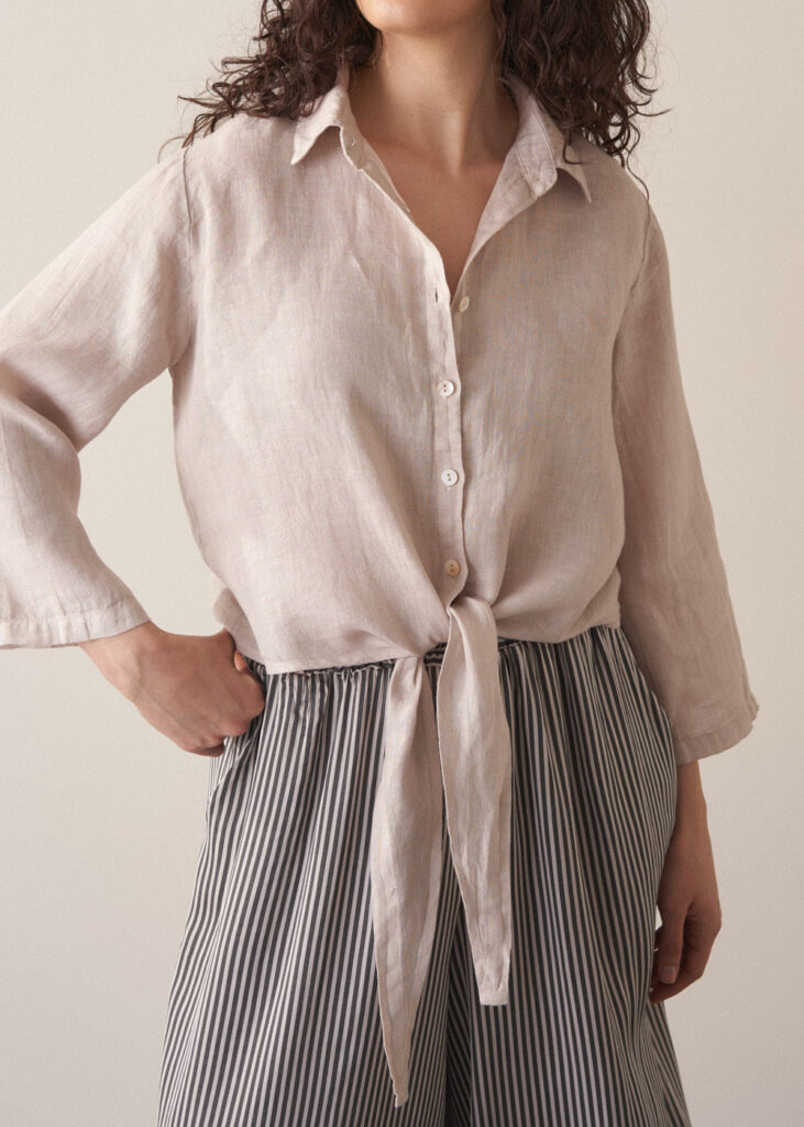 Natural Tie Front Shirt