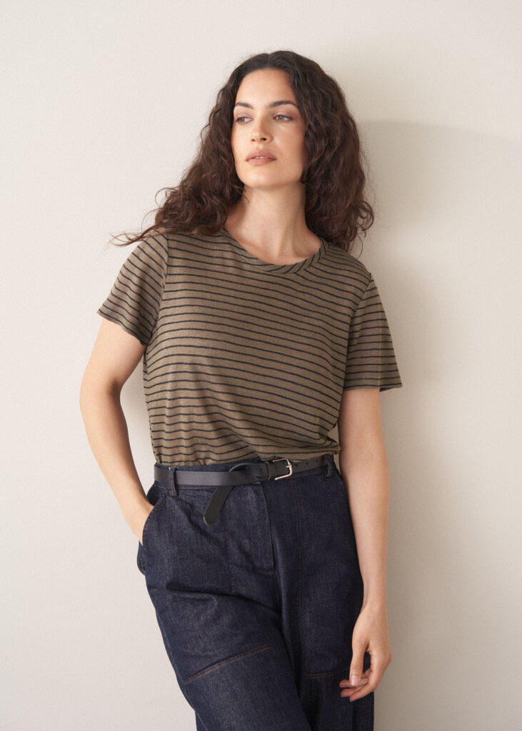 Khaki Striped Linen Shirt